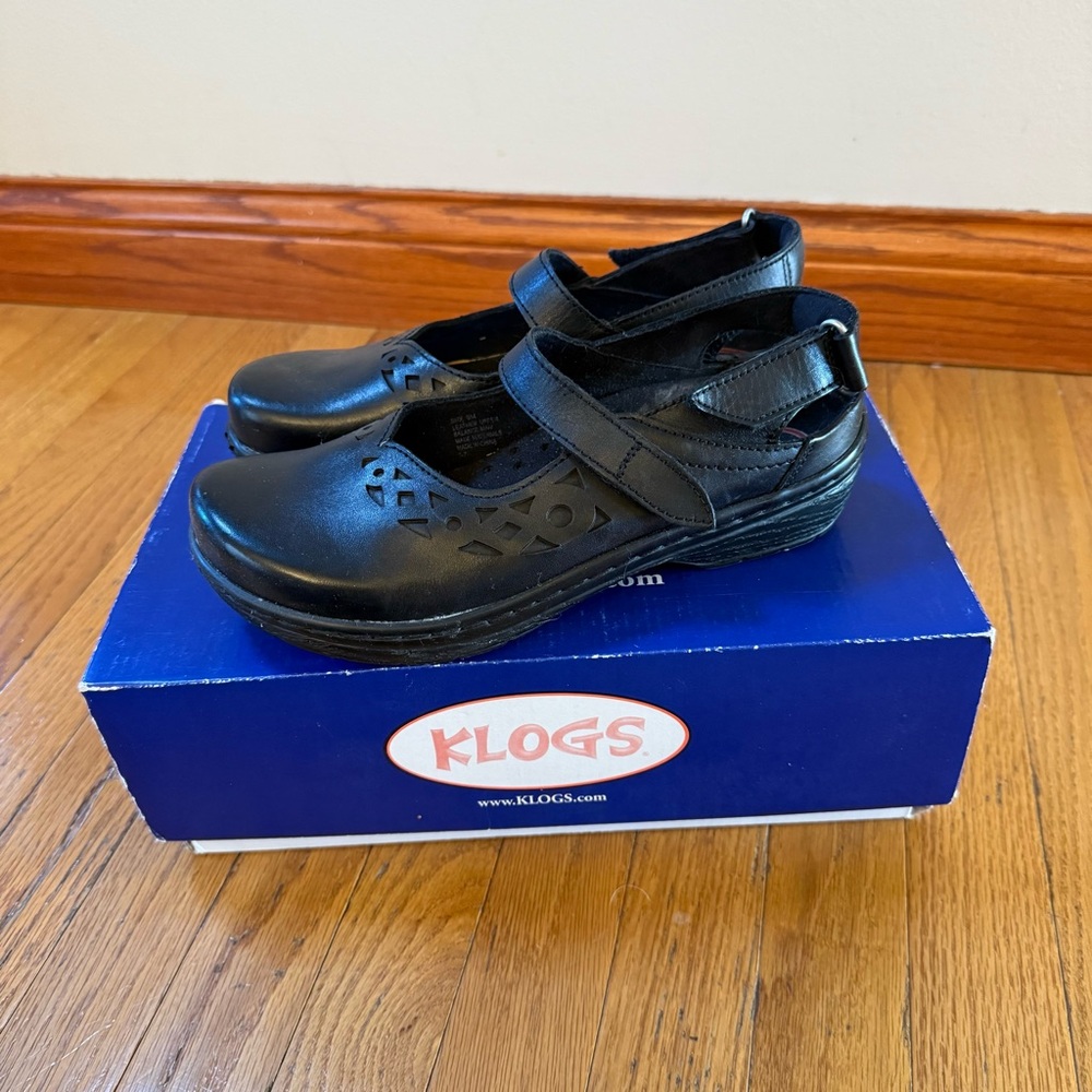 Klogs Black Mary Jane Leather Shoes size 8 Comfort work - Picture 2 of 5